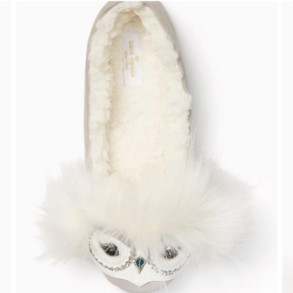 kate spade Shoes - Kate Spade Samantha Owl Grey Microsuede Slippers 8